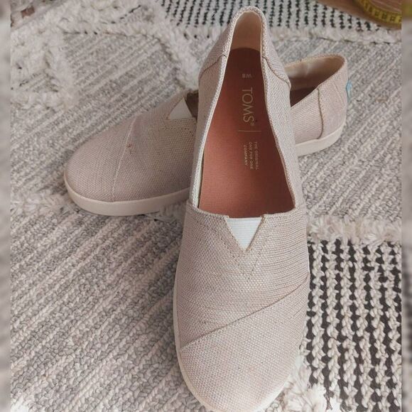 TOMS Verona Slip-On Sneakers | Natural Canvas | Size 8 | Metallic Shimmer - Picture 2 of 7